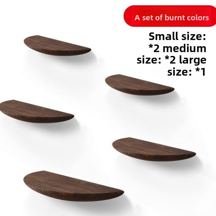 Semi Circular Wall Mounted Shelf Solid Wood Storage Rack