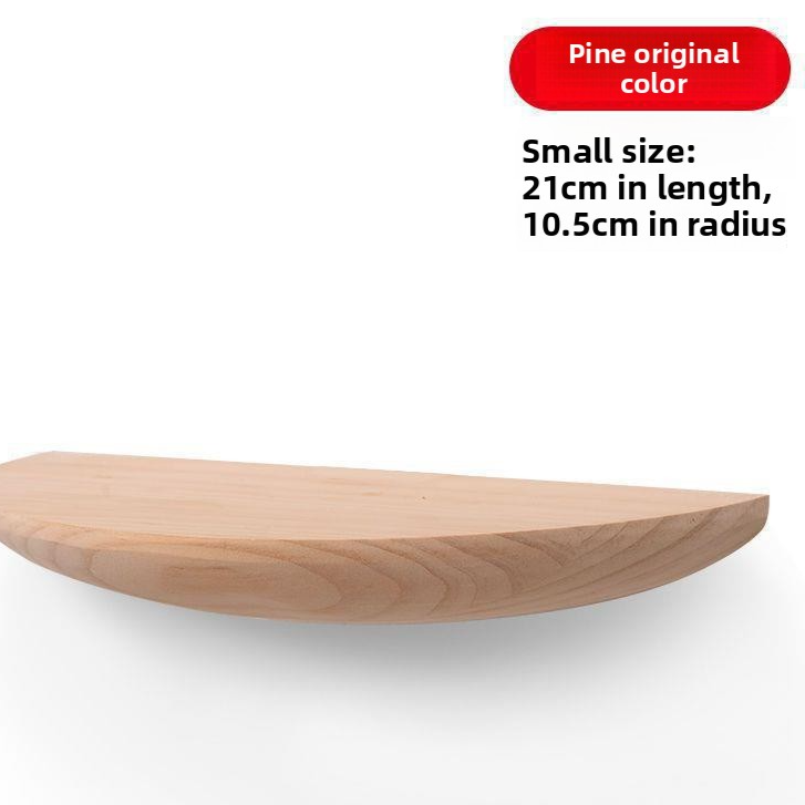 Semi Circular Wall Mounted Shelf Solid Wood Storage Rack