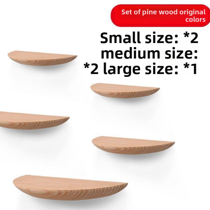 Semi Circular Wall Mounted Shelf Solid Wood Storage Rack